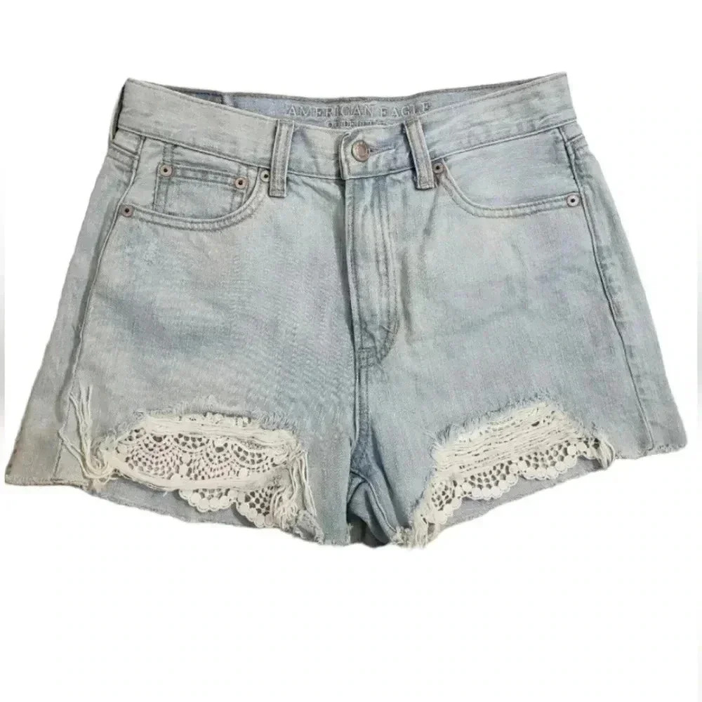 American Eagle High Rise Mom Short Lace Cut Off